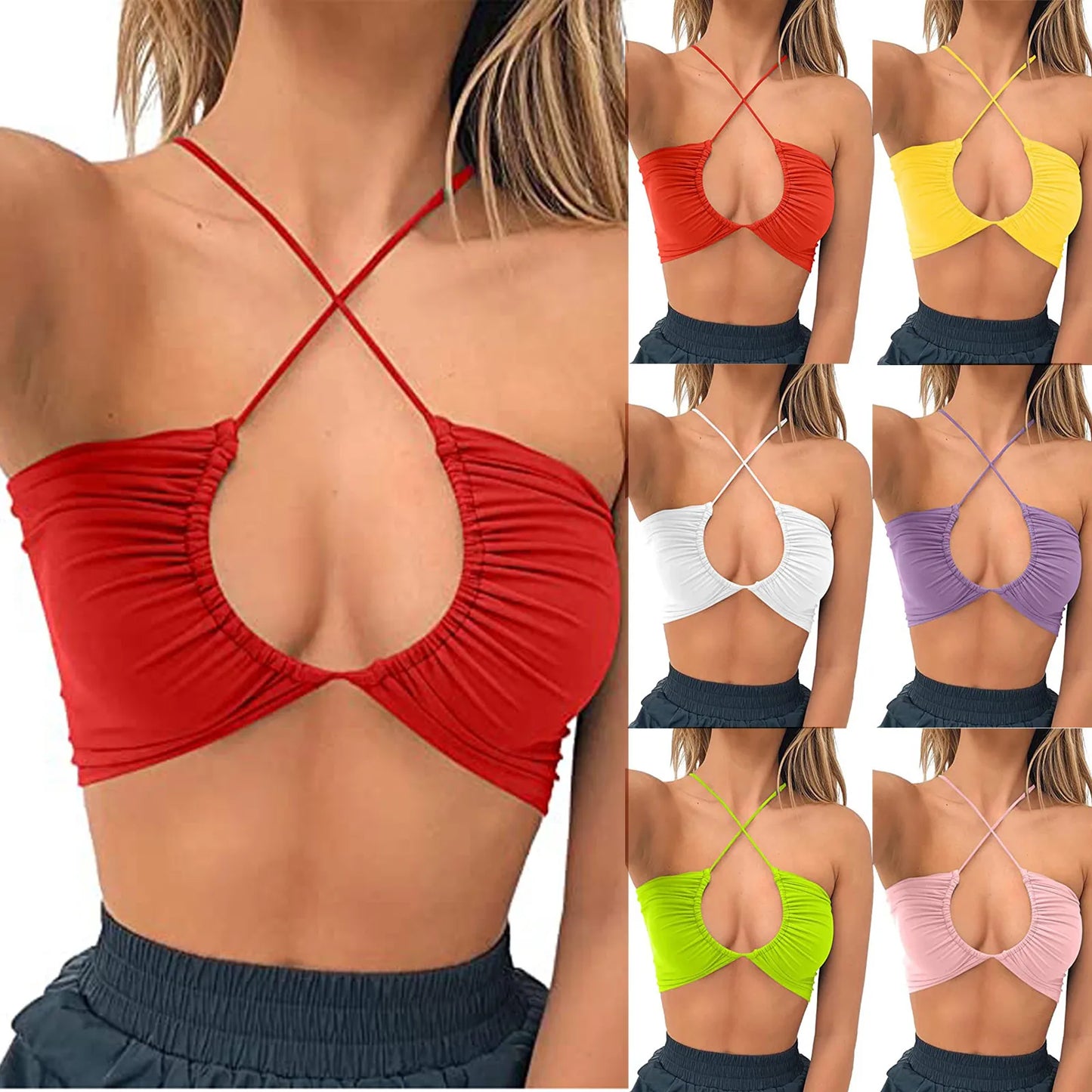 Strappy Bow Hollowed Chest Bra Tops