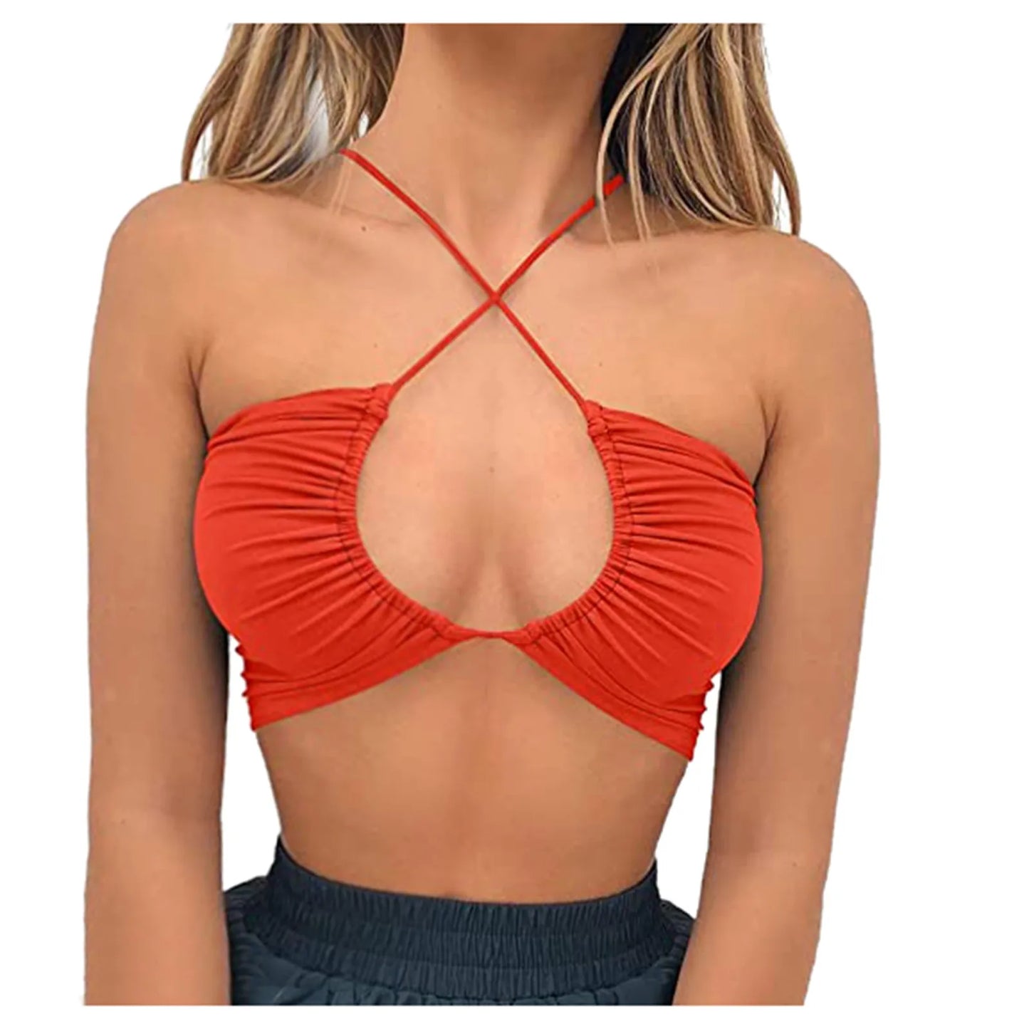 Strappy Bow Hollowed Chest Bra Tops