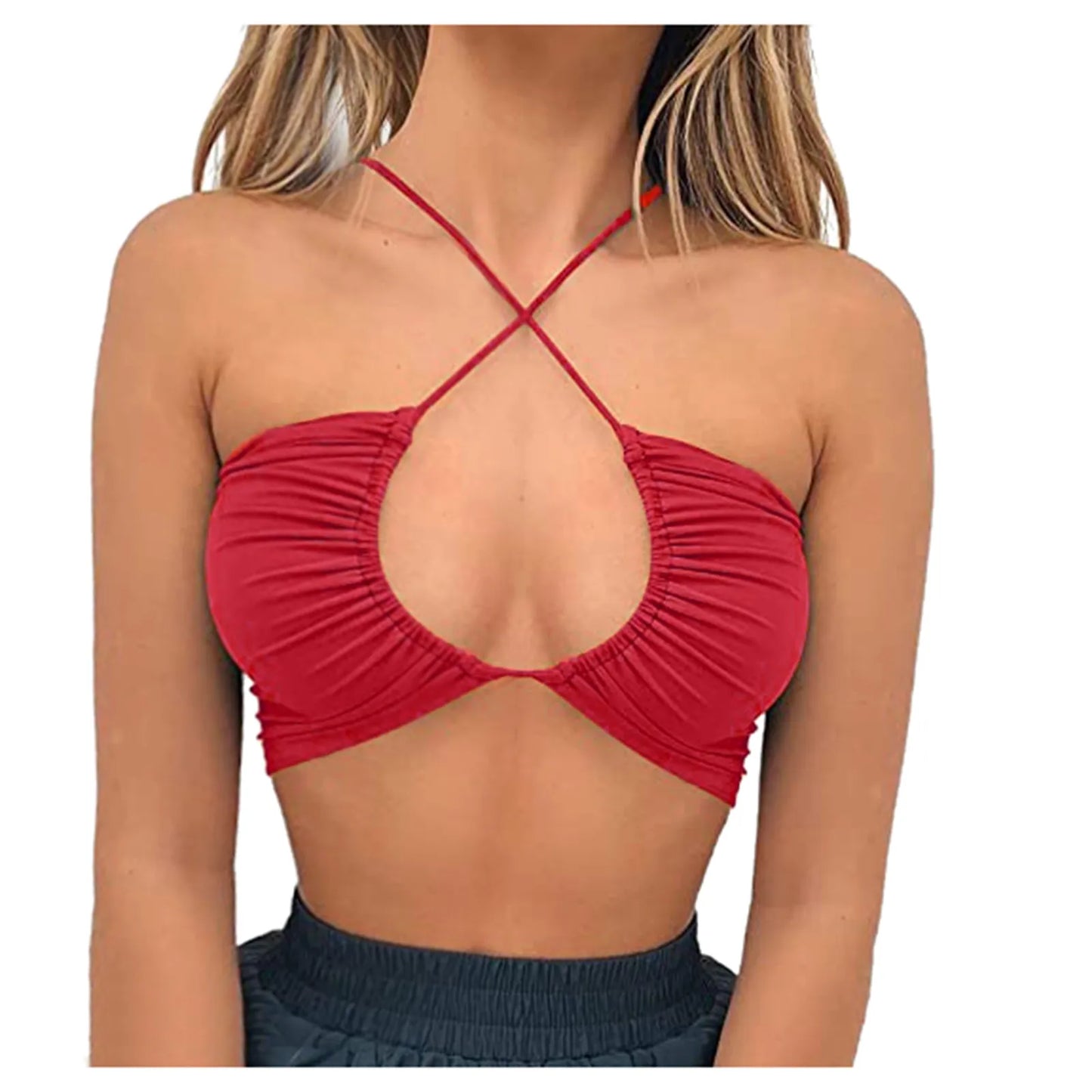 Strappy Bow Hollowed Chest Bra Tops