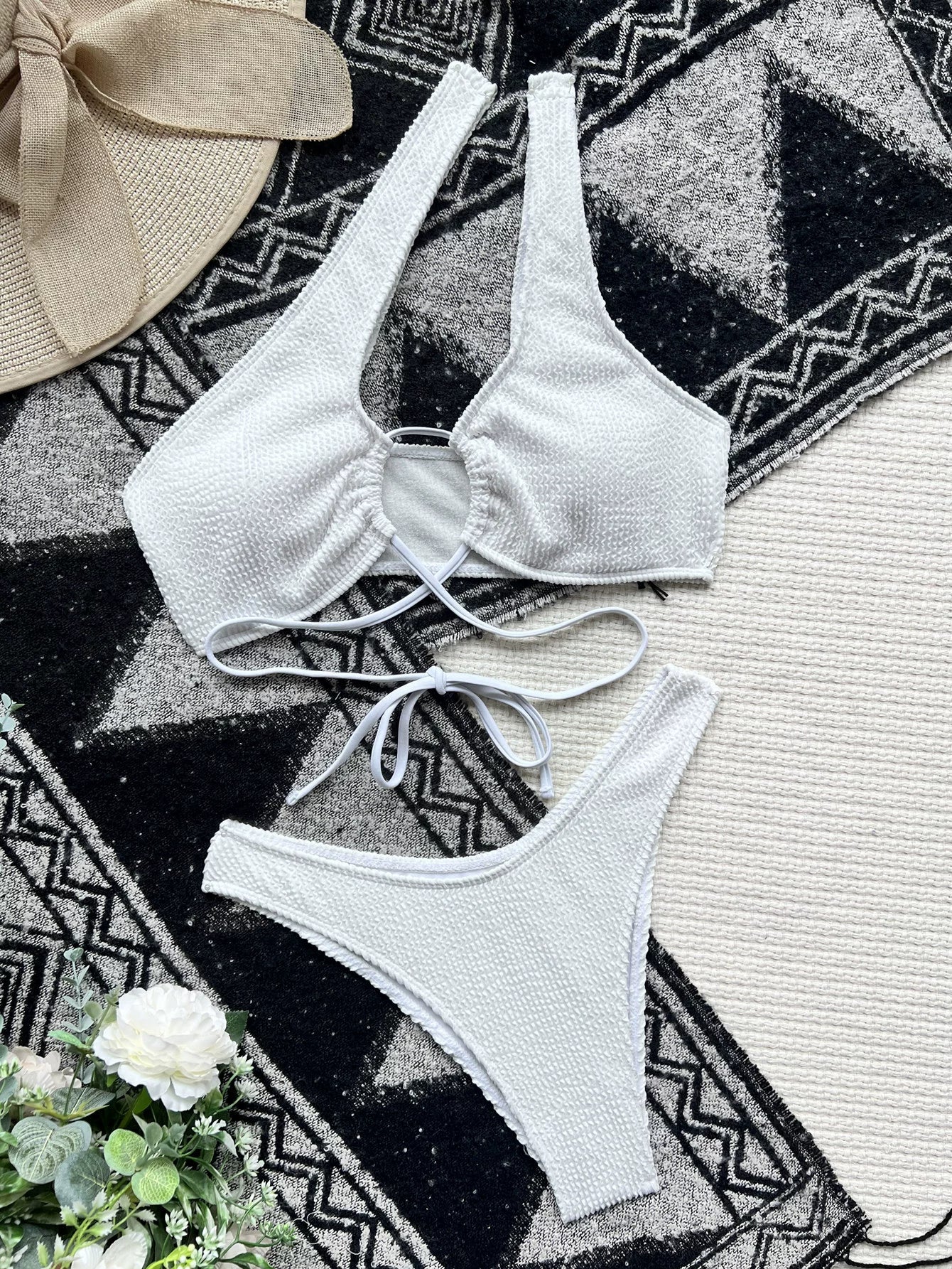 White One Shoulder Two Piece Bikini