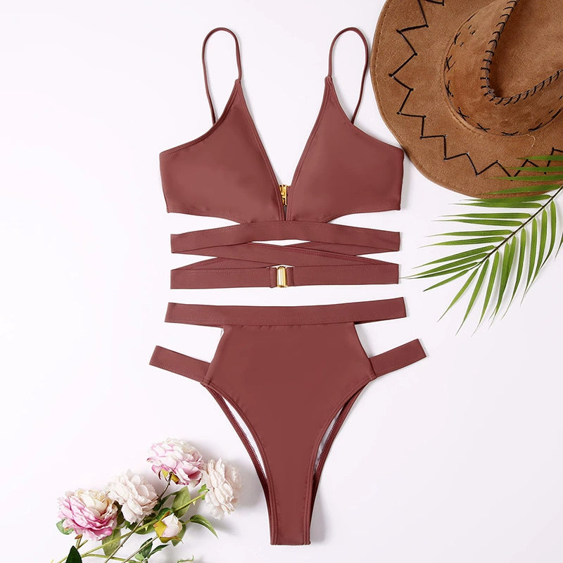 High Waist Cross Swimsuit