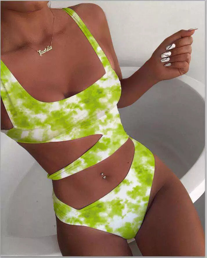 Irregular Strap Cut Out One Piece Swimsuit