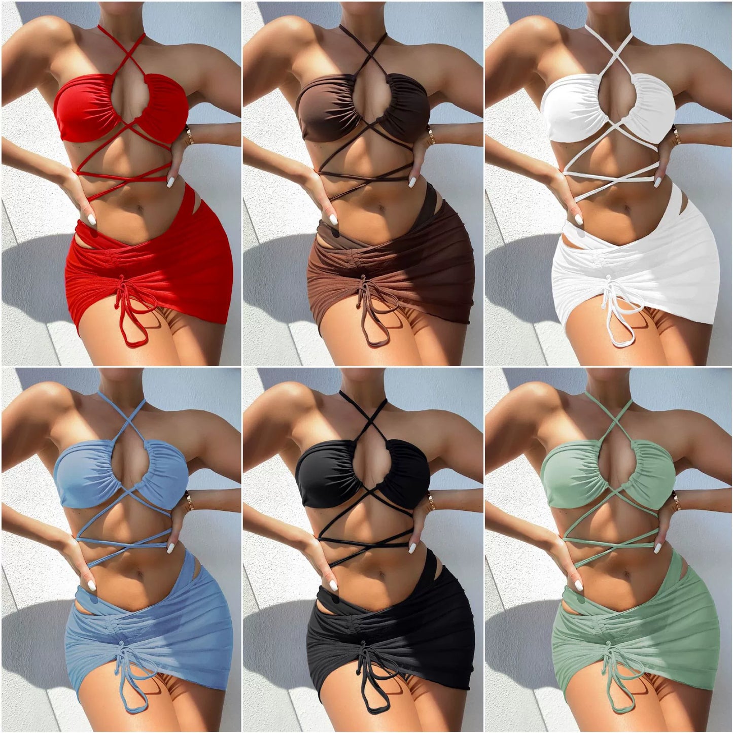 Three-Piece Strap-up Swimsuit