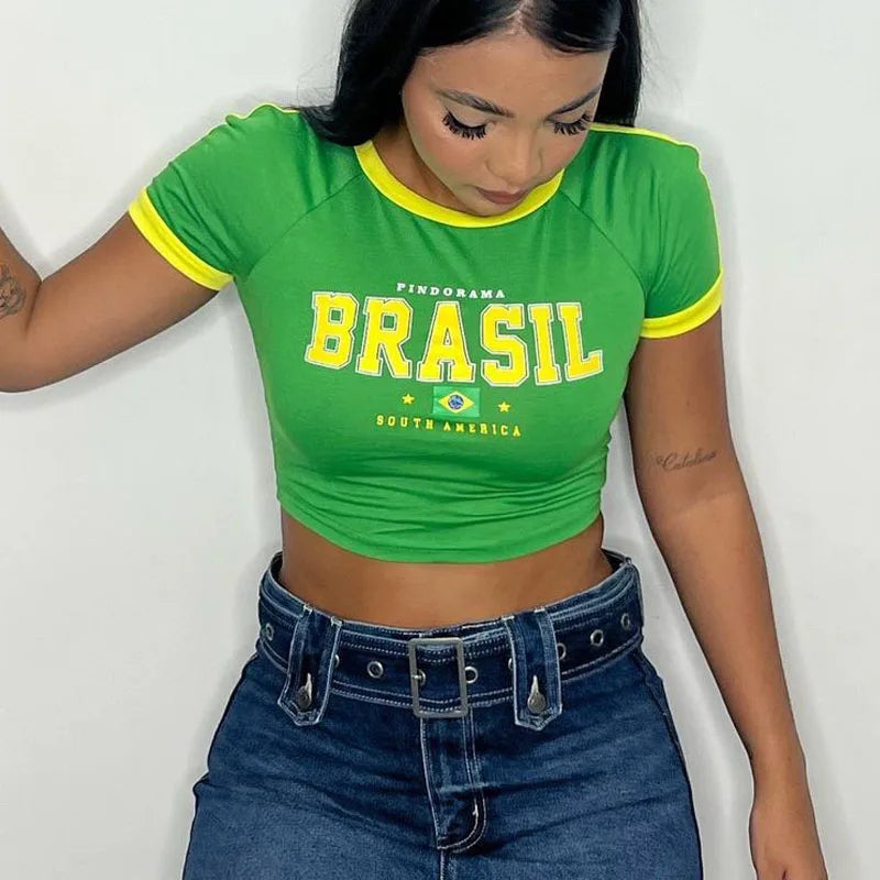 Brazil Y2k Baby Tee