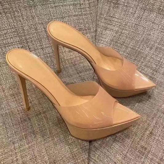 Nude Simplicity Open Back High Heel Slipper