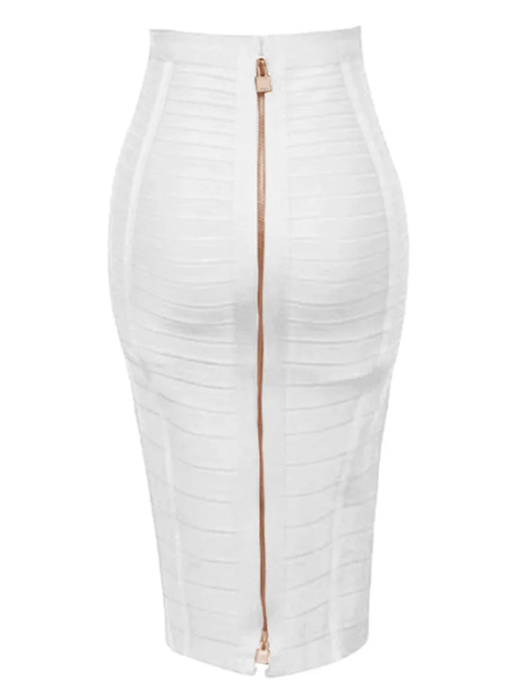 Solid Zipper Bandage Skirt