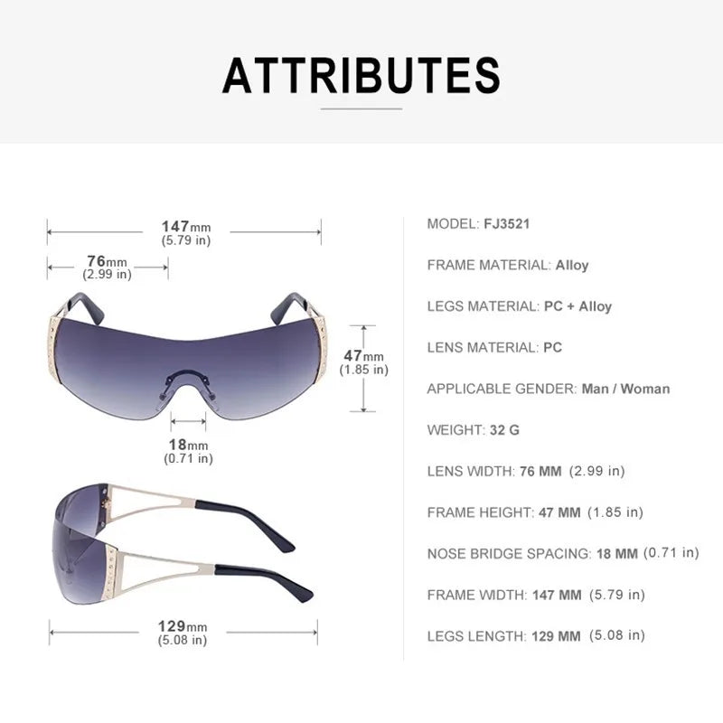 Gradient Rimless Y2k Sunglasses