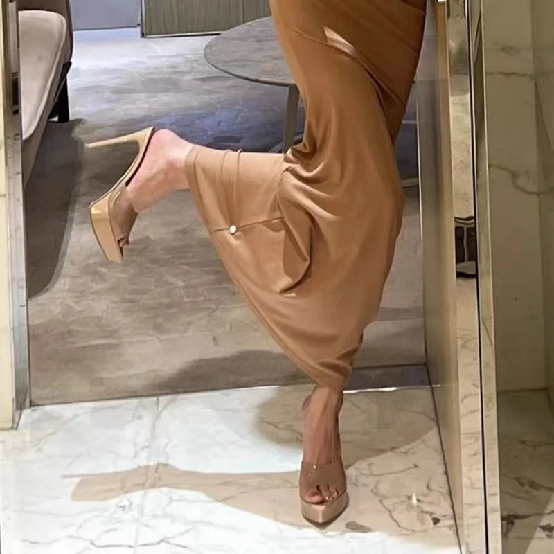 Nude Simplicity Open Back High Heel Slipper