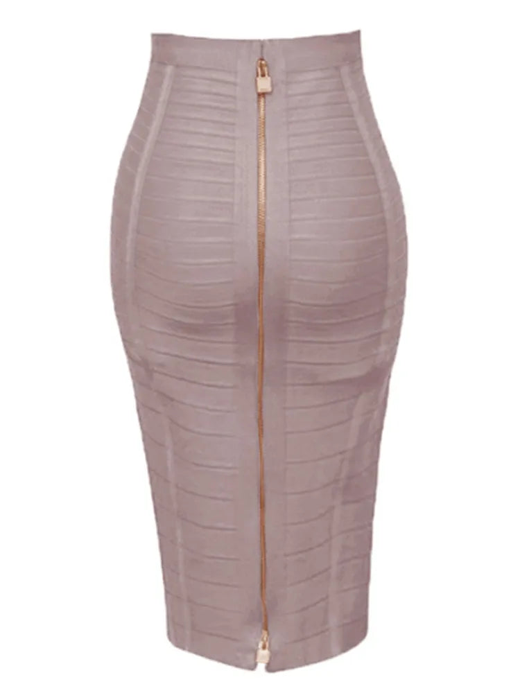 Solid Zipper Bandage Skirt