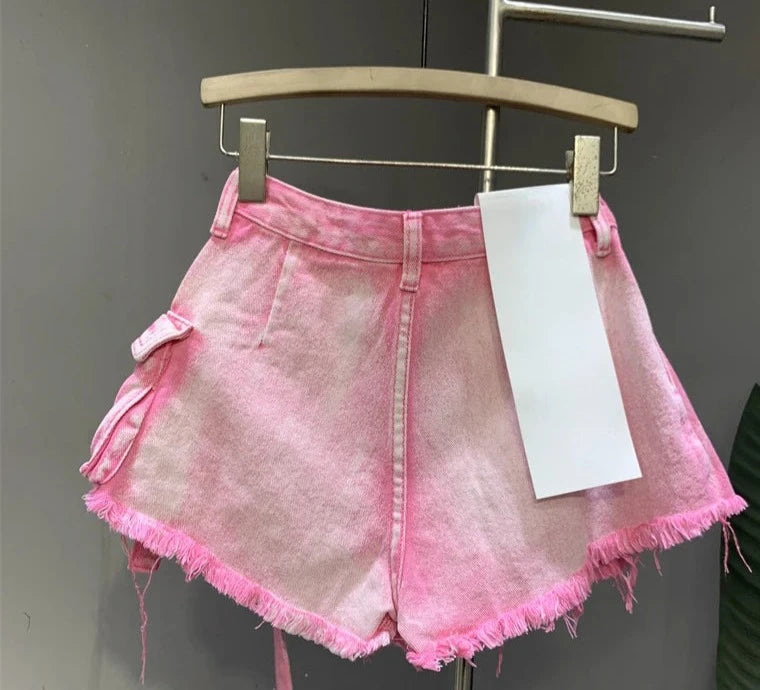 Hot Girl Style Pink Denim Skirt