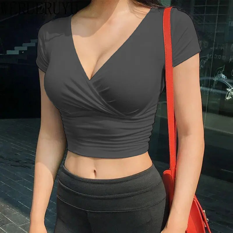 Tight Fitting V-neck Crop Top