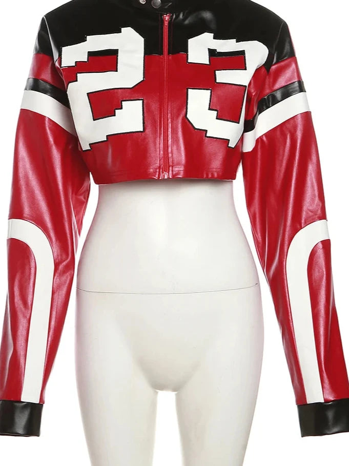 Faux Leather Varsity Jacket