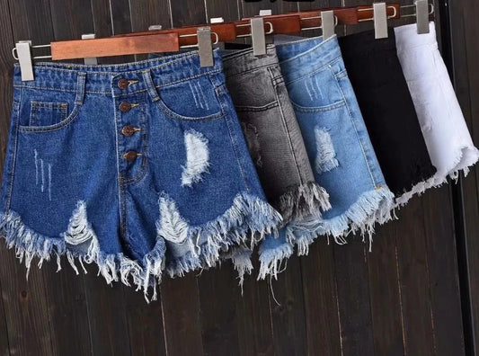 High Waist Loose Denim Shorts