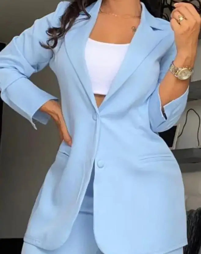 Two Piece Long Sleeve Blazer and Pants Set