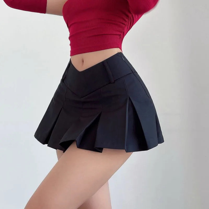 V Waist Pleated Skirt