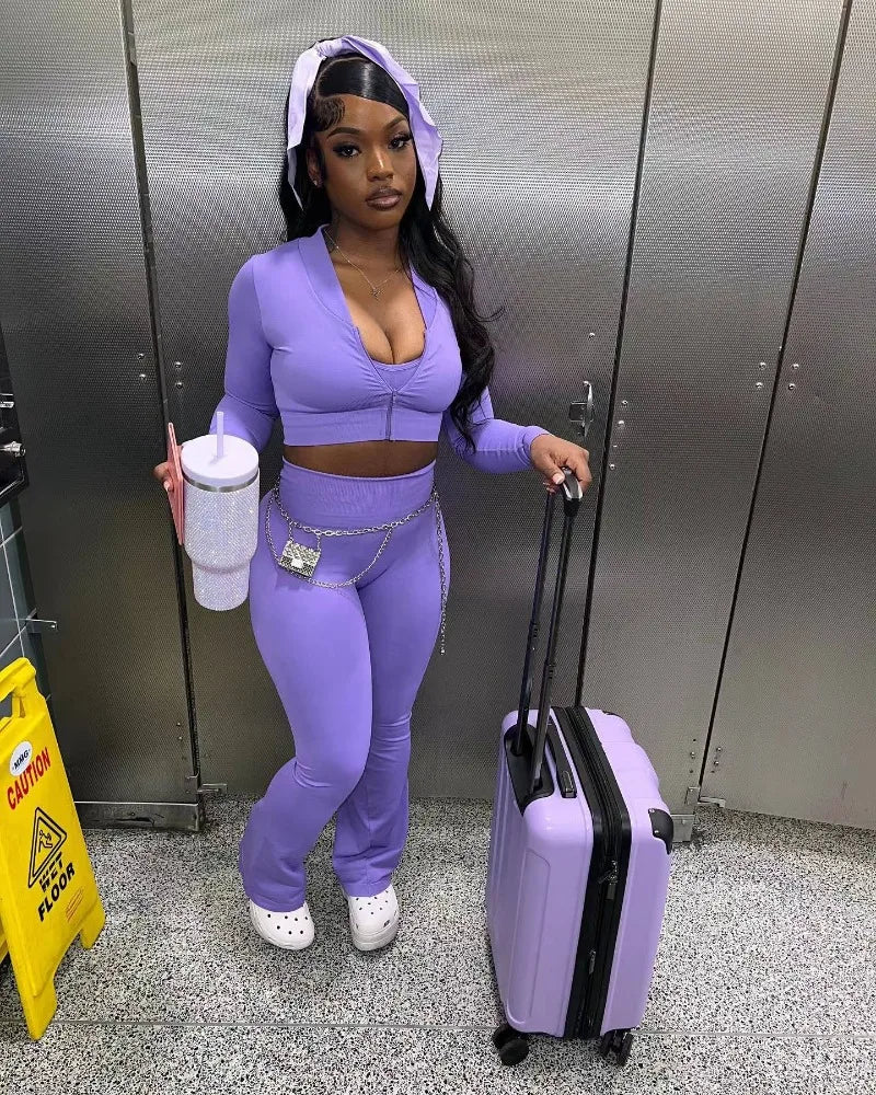 Solid Women Tracksuits 3 Piece Sets