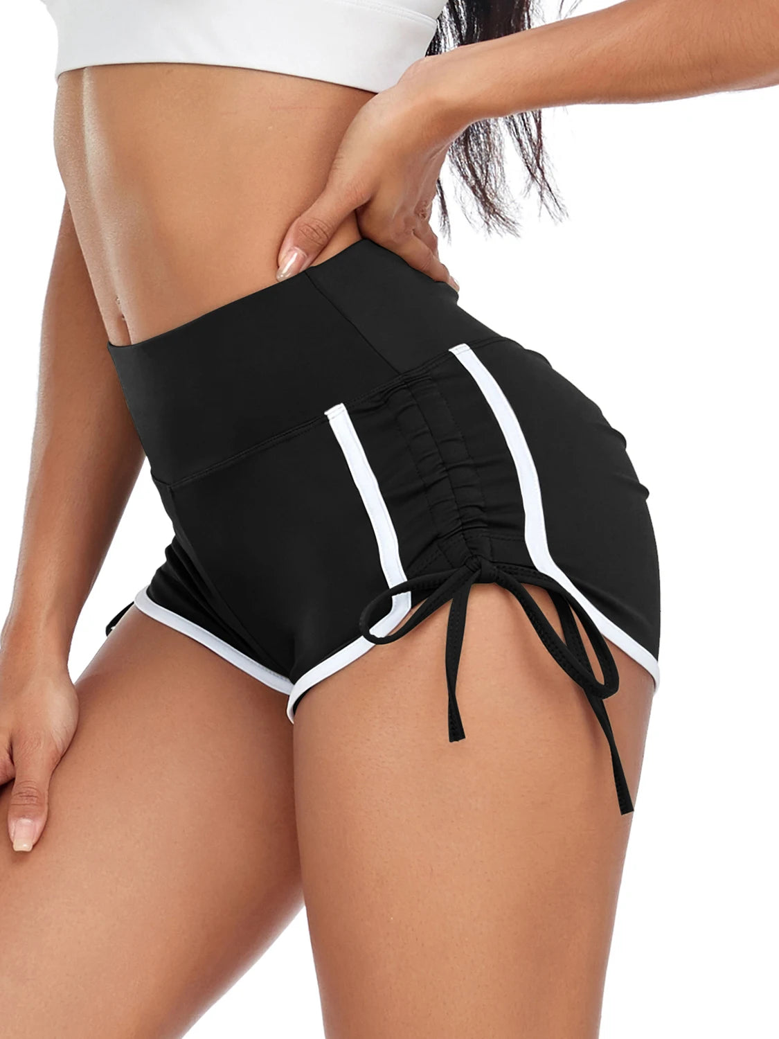 Drawstring High Waist Booty Shorts