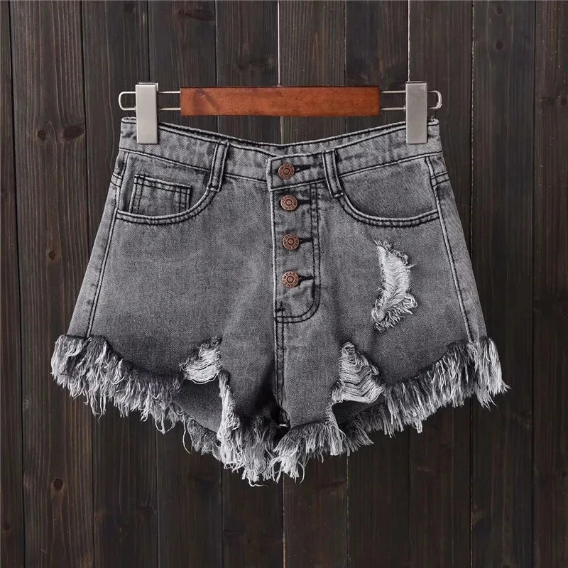 High Waist Loose Denim Shorts