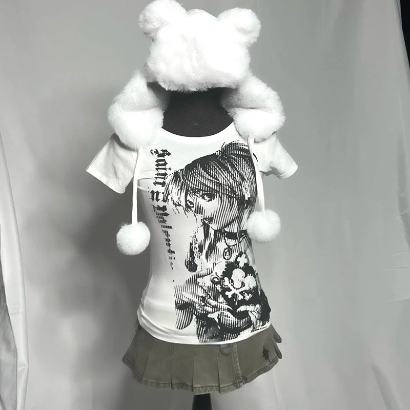 Y2k Anime O-neck Vintage Tee