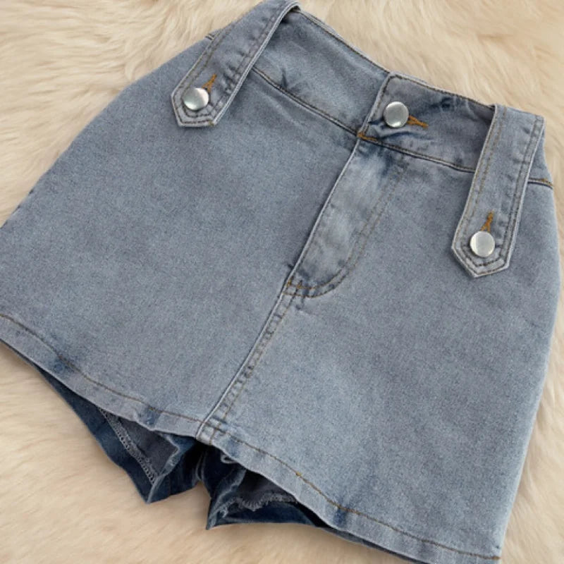 Vintage Denim Short Skirt Set