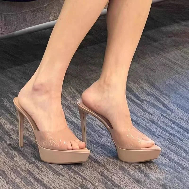 Nude Simplicity Open Back High Heel Slipper