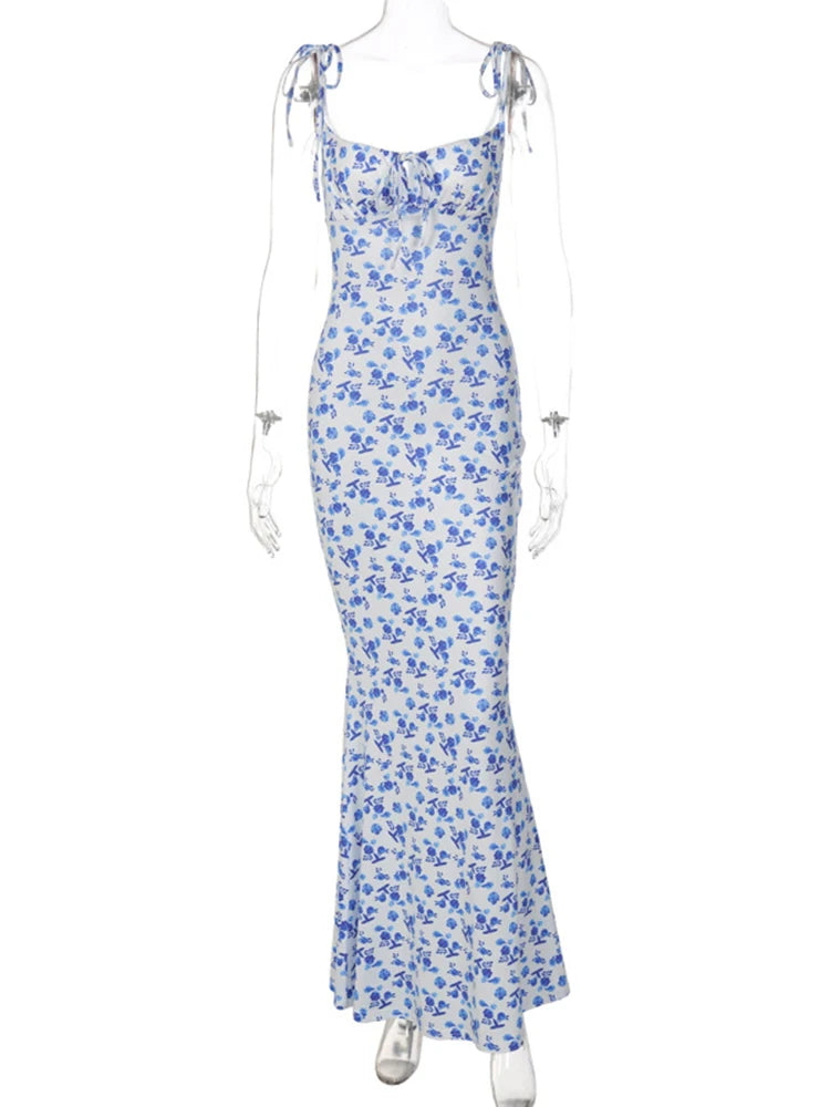 Long Floral Spring Bodycon Dress