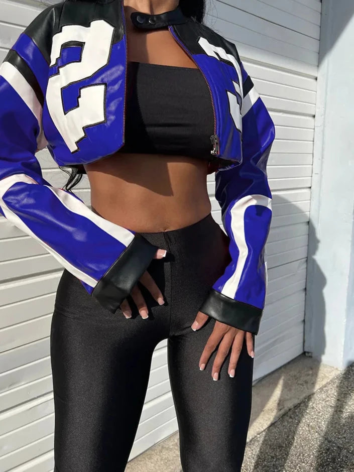 Faux Leather Varsity Jacket