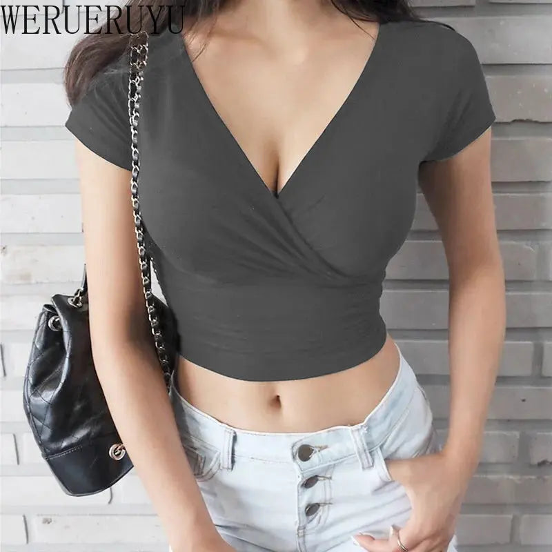 Tight Fitting V-neck Crop Top