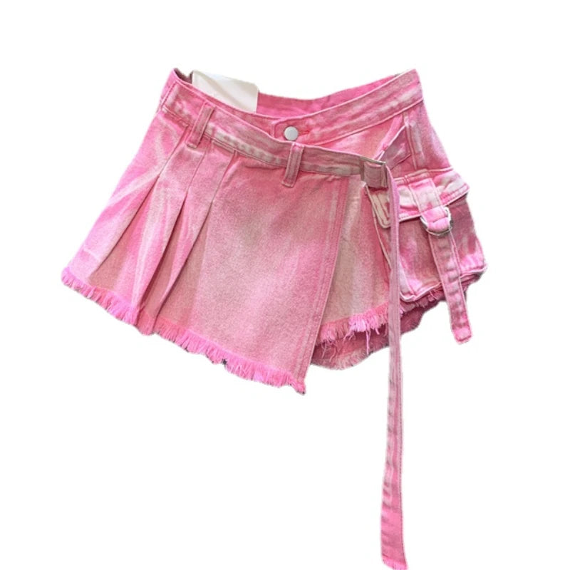 Hot Girl Style Pink Denim Skirt