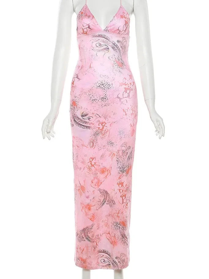 Chic Butterfly Backless Maxi Dress